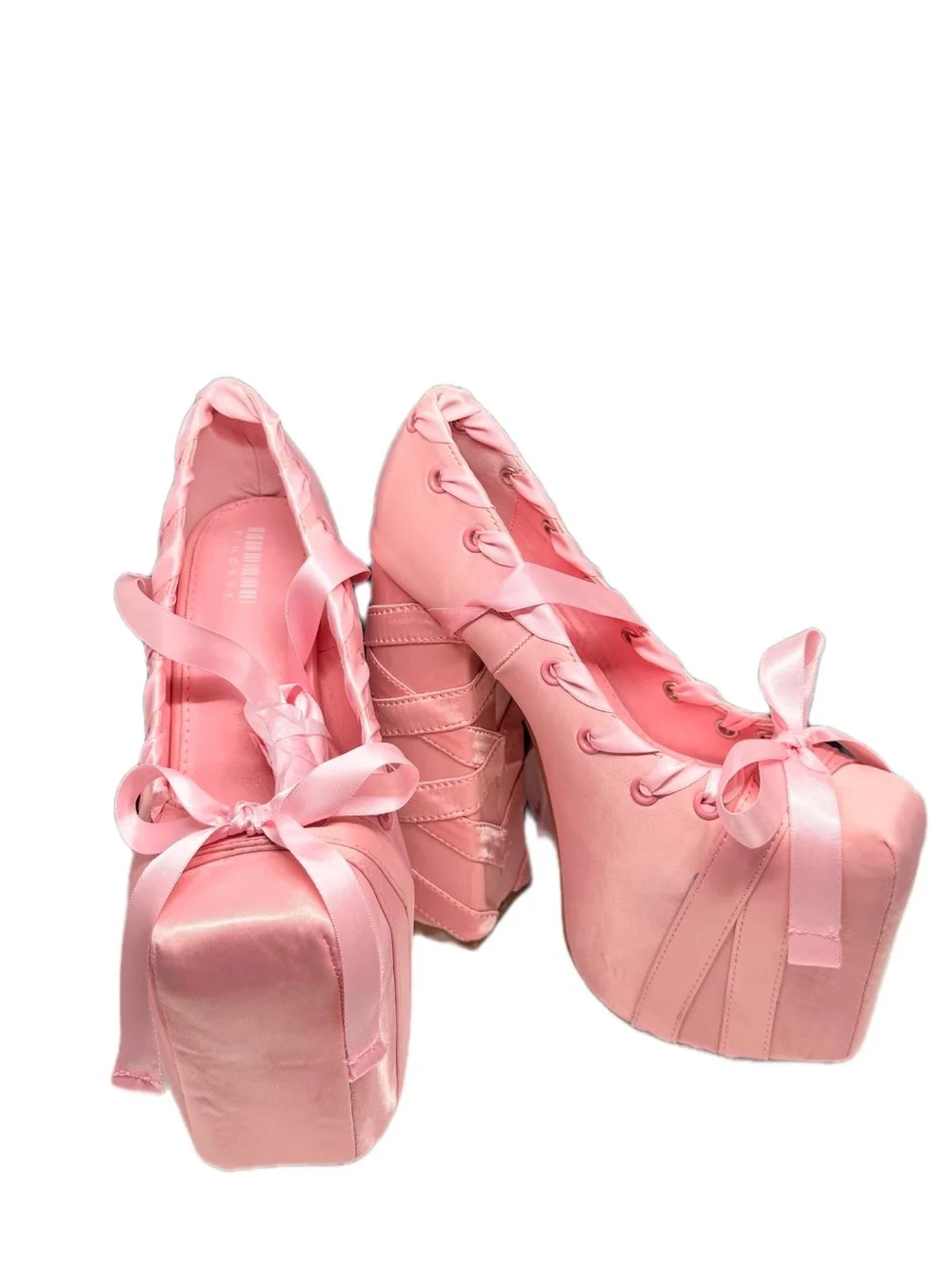 Limited Edition Finesse Porsha Pink Satin Ballet Platform Heels/SizeVarious/NWB.